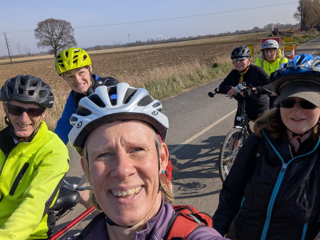 A selfie from Ride leader Louise, of 3 tandem pairs mid ride